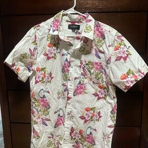 PacSun Men's Floral Shirt - White and Pink